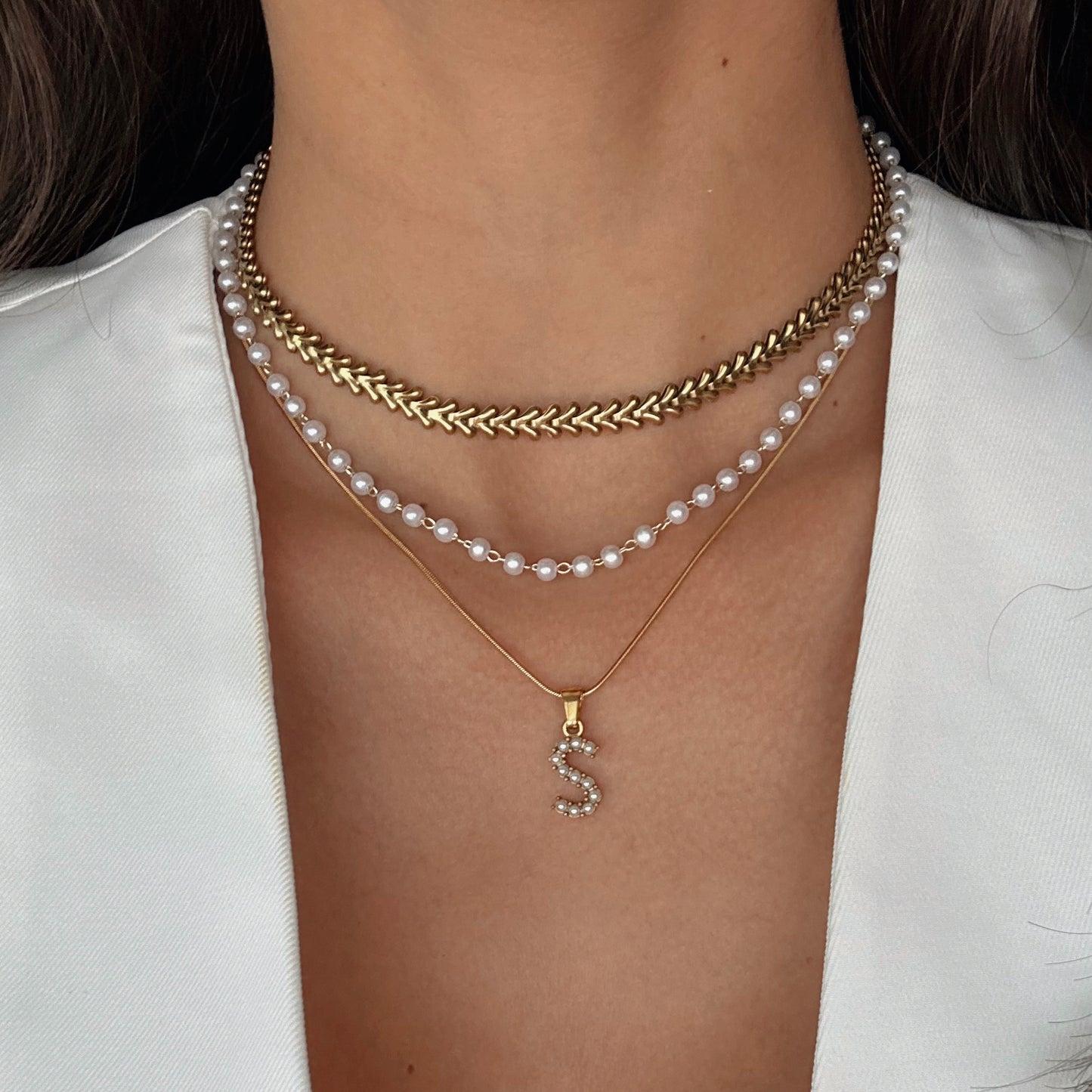 Pearl Initial Necklace